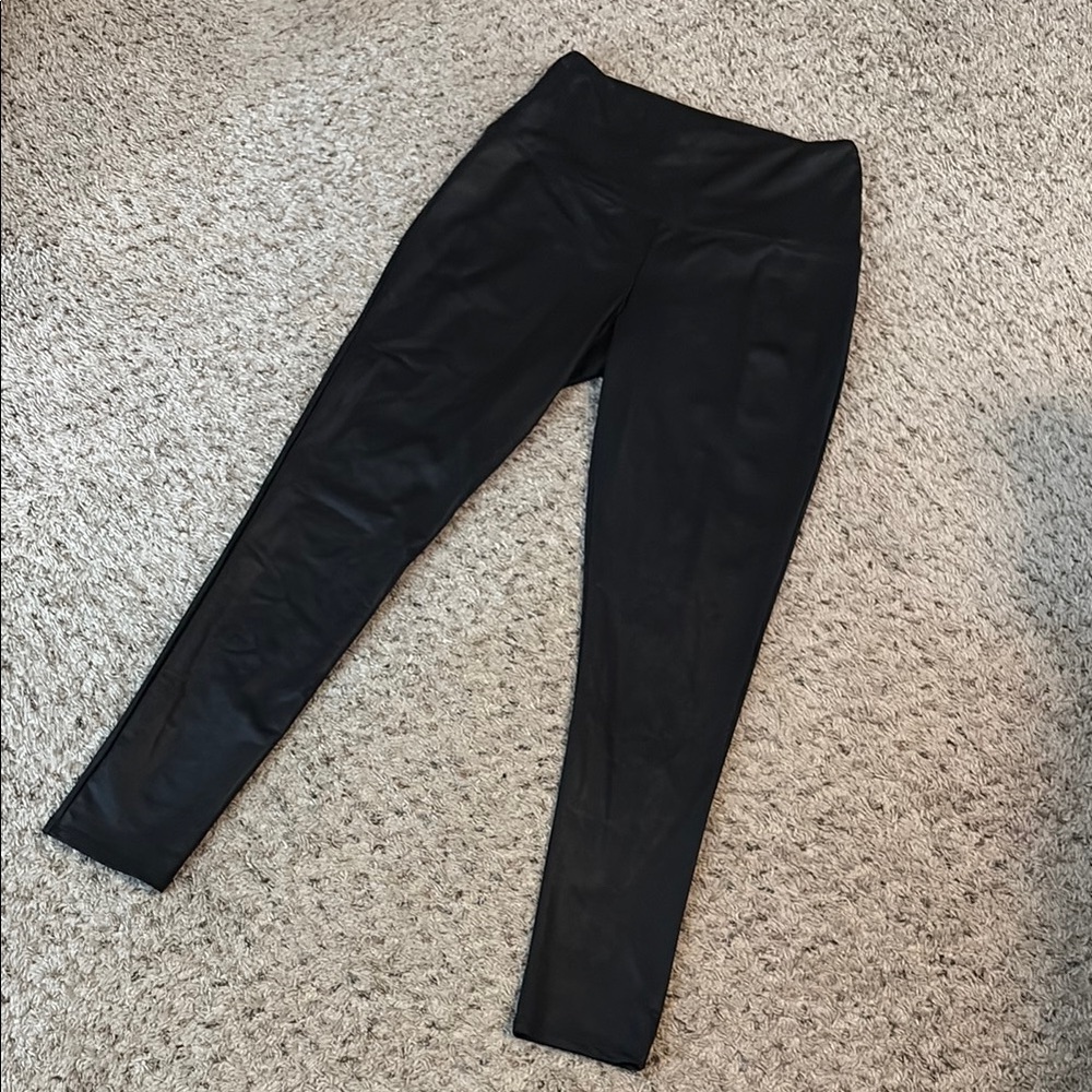 Rachel Zoe black pleather high waist leggings